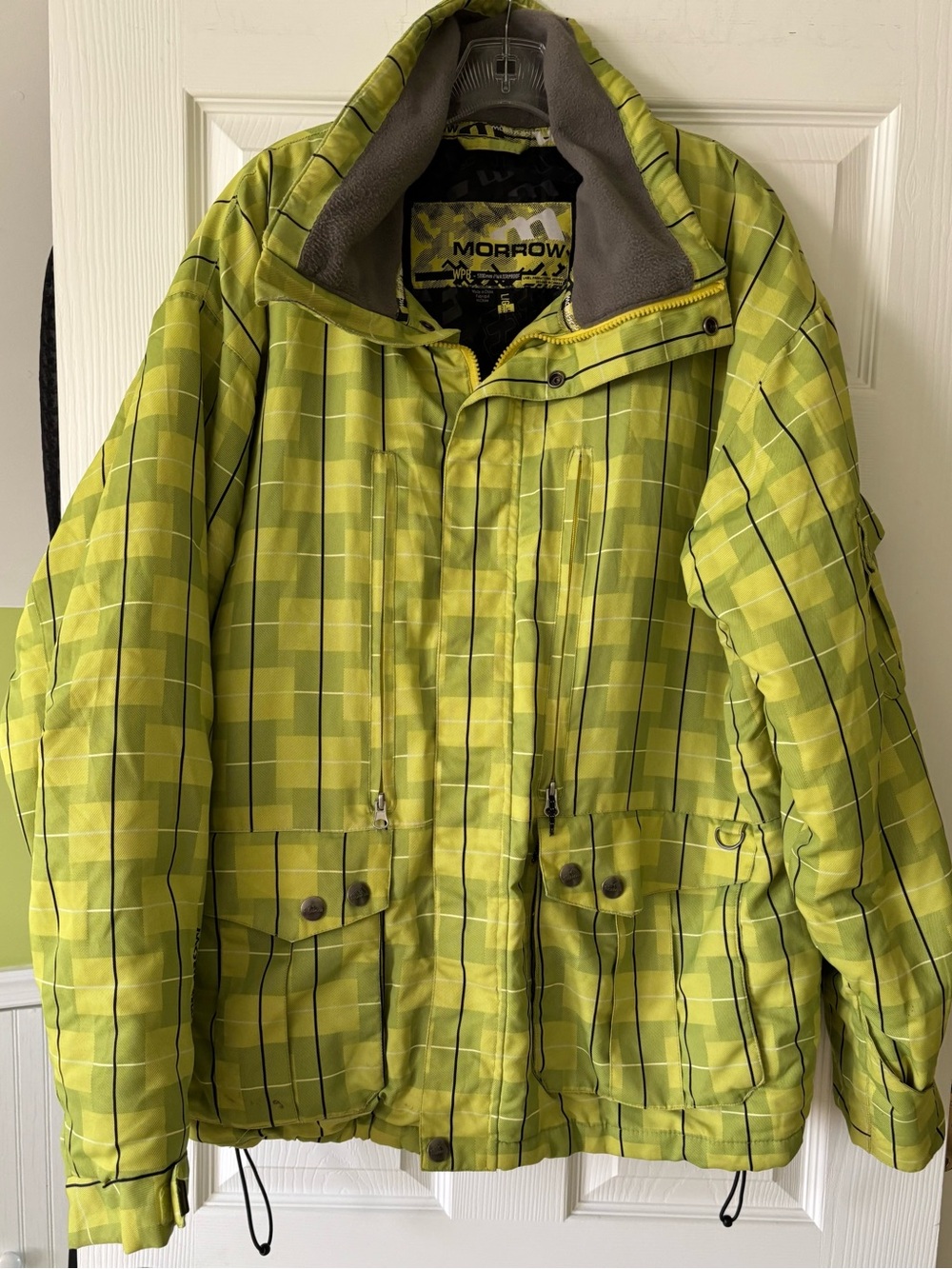 Morrow Mens  Lime Green Plaid Insulated Jacket LRG